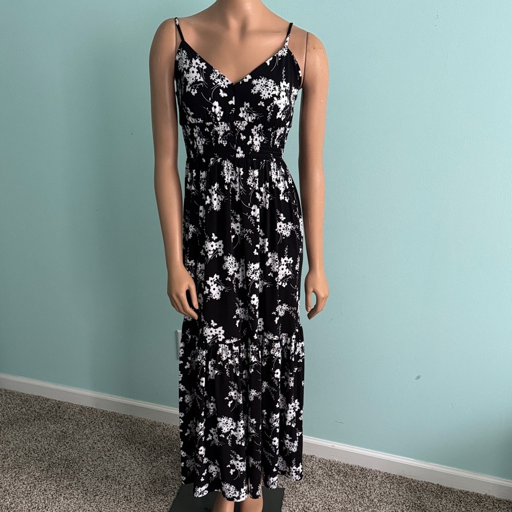 Michael Kors Black and White Floral Maxi Dress S/P